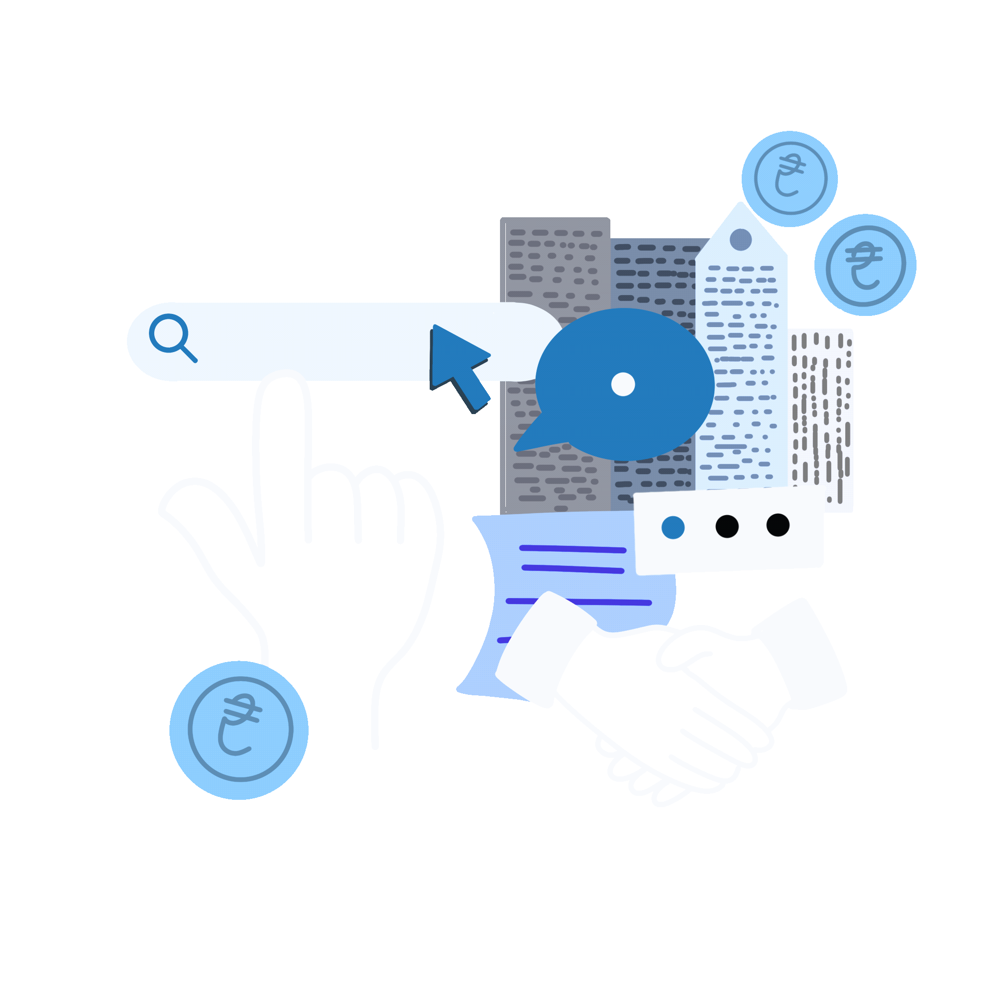 Animated illustration showing conversion journey